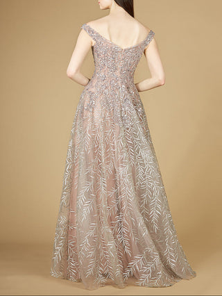 Elegant Off Shoulder Lace Ballgown - Glamourous Grace