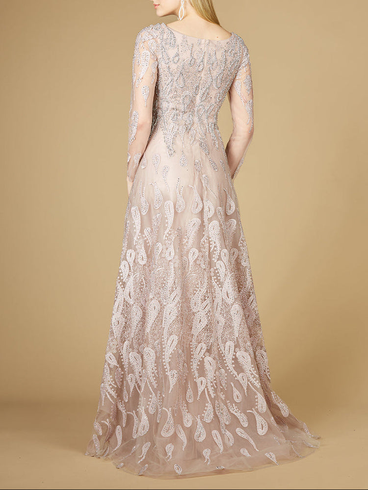 Long Sleeve V-Neck Ballgown  - OUTLET - Glamourous Grace