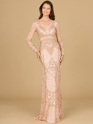 Long Sleeve Beaded Dress - Glamourous Grace