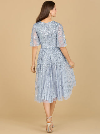 Flowing, Sequin Midi Dress with Short Sleeves | 29221 - Glamourous Grace
