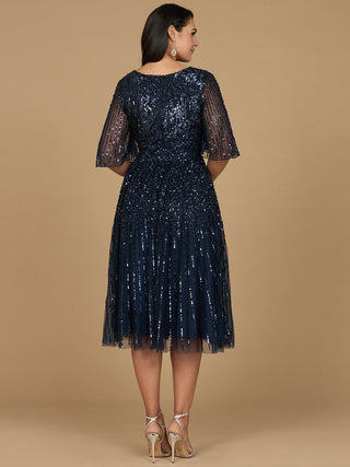 Flowing, Sequin Midi Dress with Short Sleeves | 29221 - Glamourous Grace