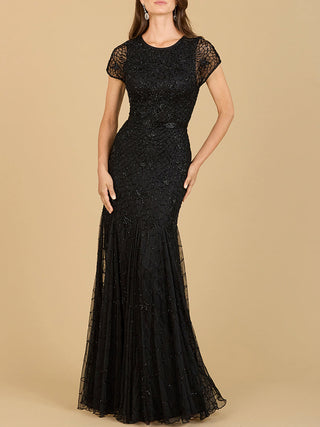 Beaded Mermaid Cap Sleeve Gown - Glamourous Grace