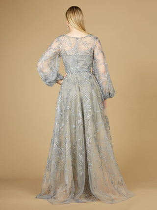 V Neckline Balloon Sleeve Gown - Glamourous Grace