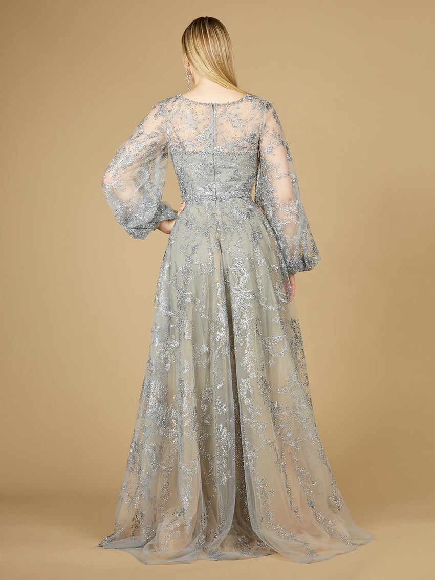V Neckline Balloon Sleeve Gown - Glamourous Grace