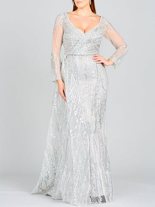 Asymmetrical Skirt Overlay Dress with Long Sleeves - Glamourous Grace