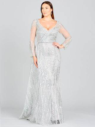 Asymmetrical Skirt Overlay Dress with Long Sleeves - Glamourous Grace