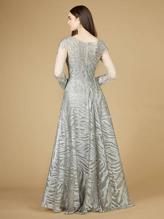Lace Ball Gown with Long Sheer Sleeves and High Neck - OUTLET - Glamourous Grace