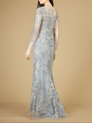High Neck Long Sleeve Fitted Lace Gown - Glamourous Grace