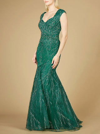 Cap Sleeve Mermaid Beaded Gown - Glamourous Grace