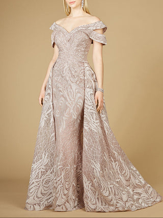 Off Shoulder Mermaid Lace Gown with Overskirt - Glamourous Grace