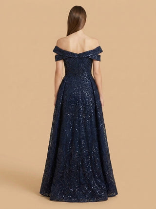 Off Shoulder Mermaid Lace Gown with Overskirt - Glamourous Grace
