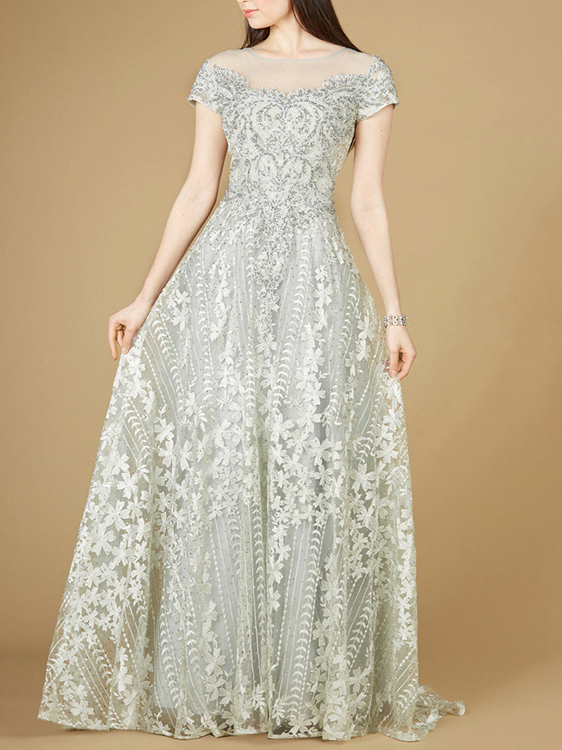 Cap Sleeve Lace A-Line Dress - Glamourous Grace