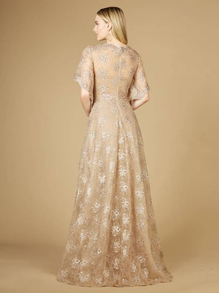Cape Sleeve V-Neck Gown - Glamourous Grace