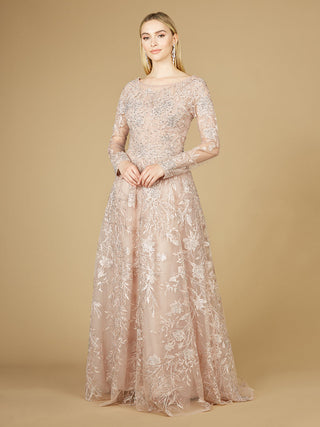 Long Sleeve High Neck Gown - Glamourous Grace