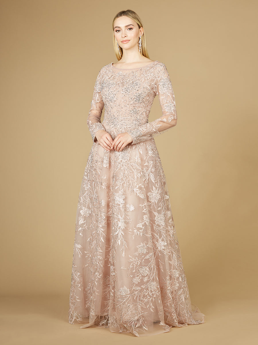 Long Sleeve High Neck Gown - Glamourous Grace