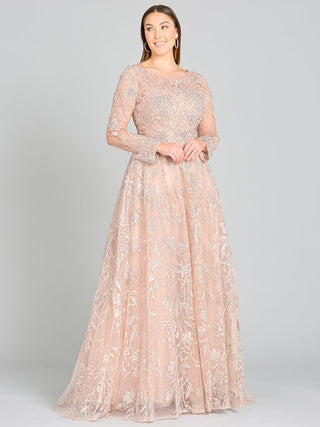 Long Sleeve High Neck Gown - Glamourous Grace