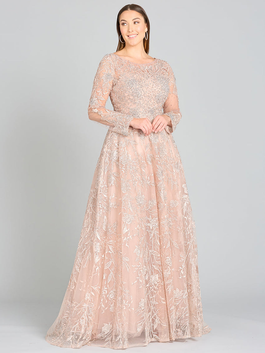 Long Sleeve High Neck Gown - Glamourous Grace