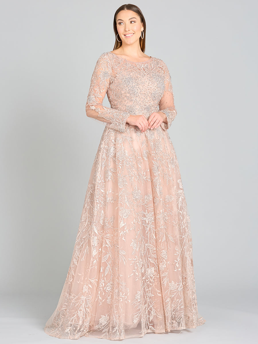 Long Sleeve High Neck Gown - Glamourous Grace