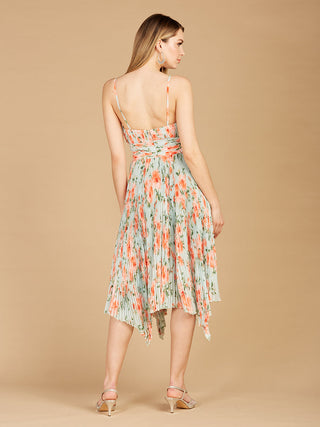 V-Neck Printed Midi Length Dress with Pleats - OUTLET - Glamourous Grace