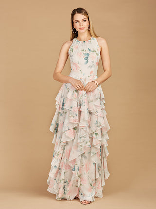High Neck, Ruffled Skirt Printed Dress - OUTLET - Glamourous Grace