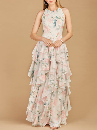 High Neck, Ruffled Skirt Printed Dress - OUTLET - Glamourous Grace
