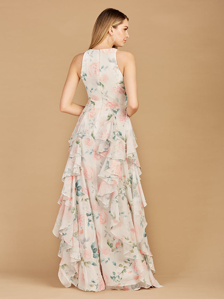 High Neck, Ruffled Skirt Printed Dress - OUTLET - Glamourous Grace