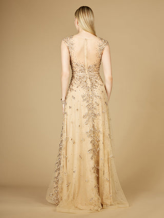 Inspired Lace Gown with Cap Sleeves - Glamourous Grace