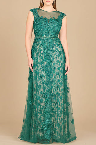 Inspired Lace Gown with Cap Sleeves - Glamourous Grace