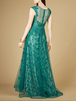 Inspired Lace Gown with Cap Sleeves - Glamourous Grace