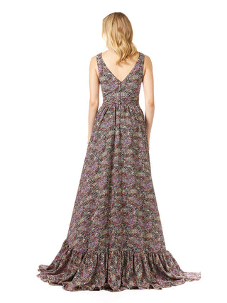 V-Neck Long Print Gown Hi-Low Wrap OUTLET - Glamourous Grace