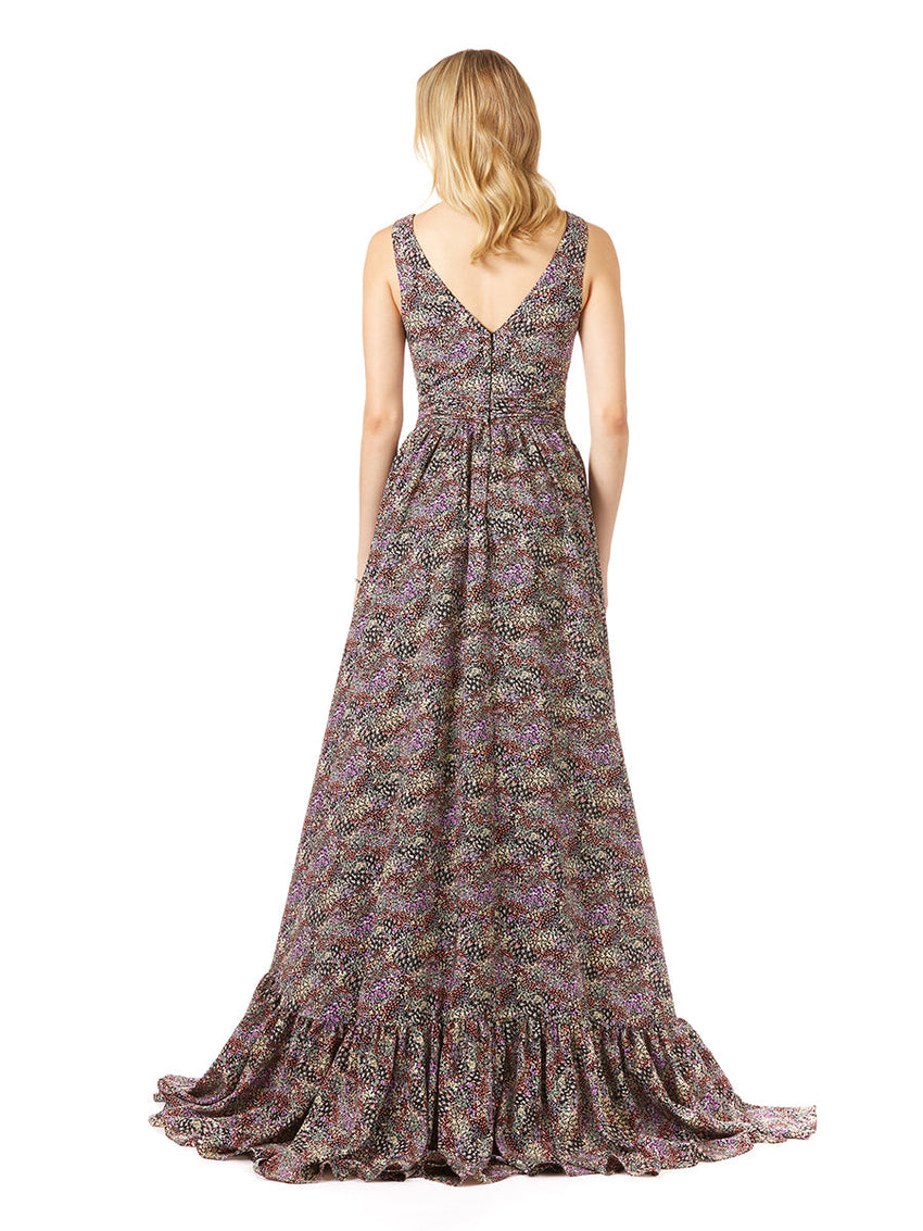 V-Neck Long Print Gown Hi-Low Wrap OUTLET - Glamourous Grace