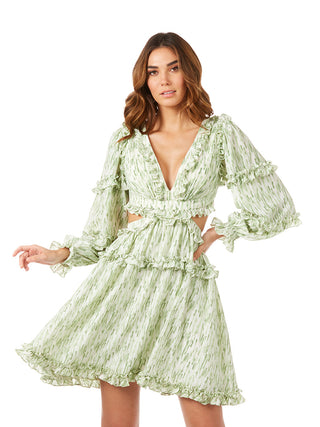 Print Cocktail Short with Cutout and Lace Up Back OUTLET - Glamourous Grace
