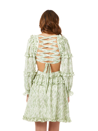 Print Cocktail Short with Cutout and Lace Up Back OUTLET - Glamourous Grace
