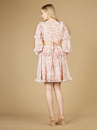 Print Cocktail Short with Cutout and Lace Up Back OUTLET - Glamourous Grace