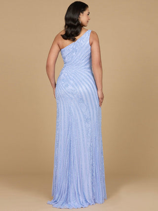 One-Shoulder Beaded Gown with Slit - Glamourous Grace