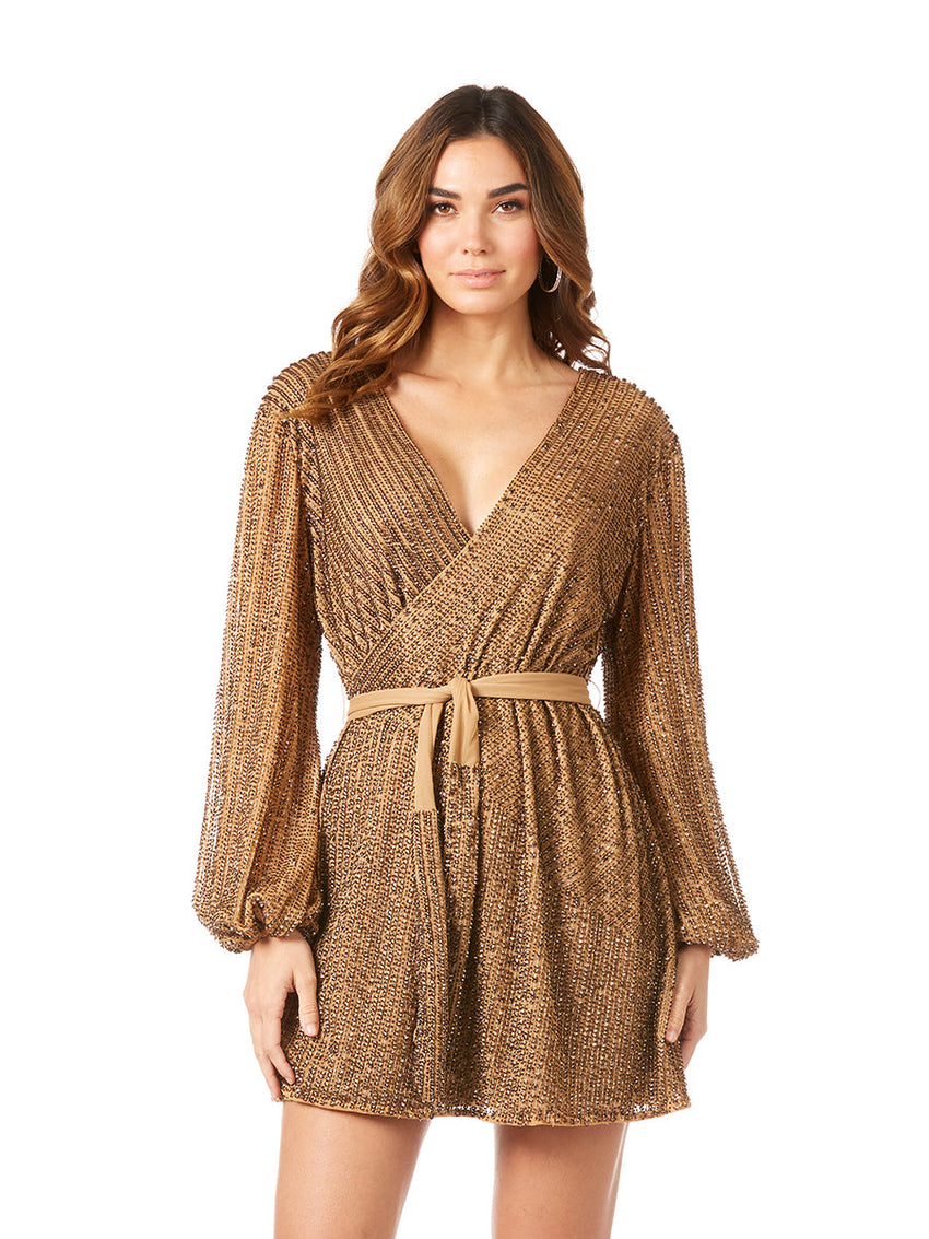 Long Sleeve Cocktail Wrap Dress - OUTLET - Glamourous Grace