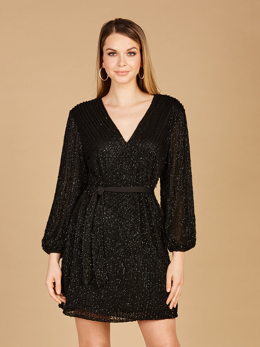 Long Sleeve Cocktail Wrap Dress - OUTLET - Glamourous Grace