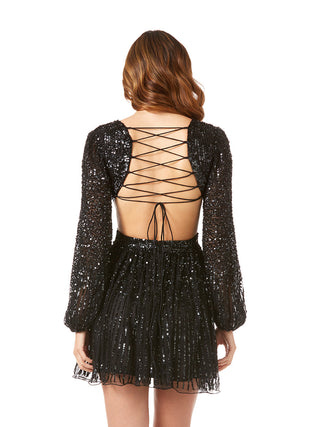Long Sleeve Cut Out Dress with Lace Up Back - Glamourous Grace