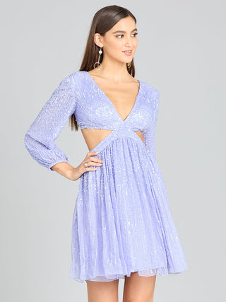 Long Sleeve Cut Out Dress with Lace Up Back - Glamourous Grace