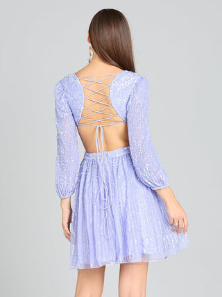 Long Sleeve Cut Out Dress with Lace Up Back - Glamourous Grace