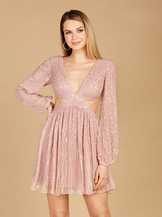 Long Sleeve Cut Out Dress with Lace Up Back - Glamourous Grace