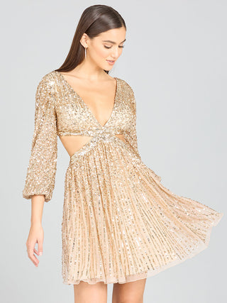 Long Sleeve Cut Out Dress with Lace Up Back - Glamourous Grace