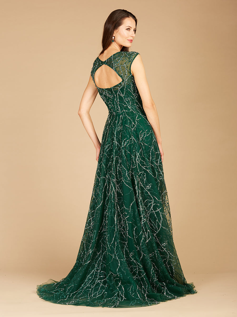 V-Neck Beaded Ball Gown OUTLET - Glamourous Grace