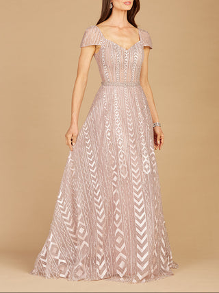 Cap Sleeve Beaded Lace Ballgown - Glamourous Grace