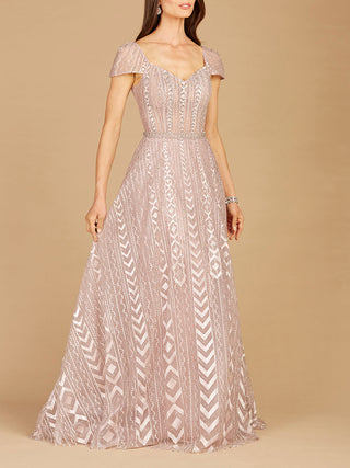 Cap Sleeve Beaded Lace Ballgown - Glamourous Grace