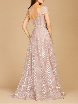 Cap Sleeve Beaded Lace Ballgown - Glamourous Grace
