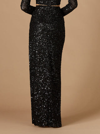 Long Side-Slit Beaded Skirt - Glamourous Grace