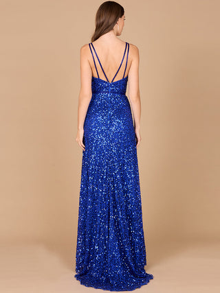 Beaded Prom Dress with High Slit - Glamourous Grace