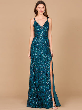 Beaded Prom Dress with High Slit - Glamourous Grace