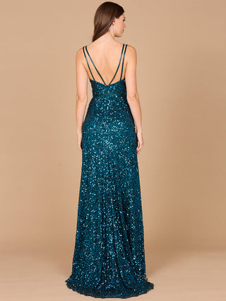 Beaded Prom Dress with High Slit - Glamourous Grace